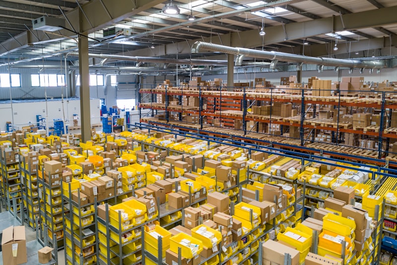 Industrial warehouse material flow engineering and logistics infrastructure
